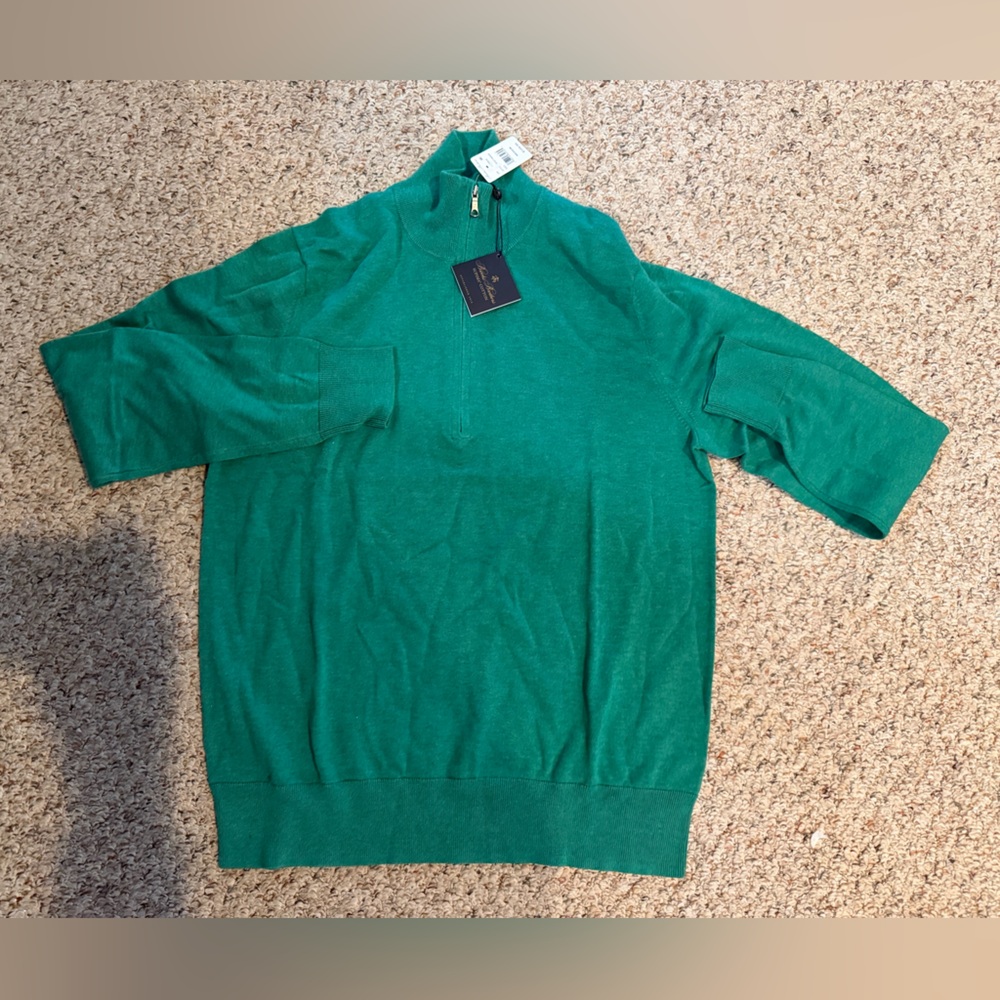 NWT Brooks Brothers Regent Fit 1/4 Zip Sweater - Heather Green